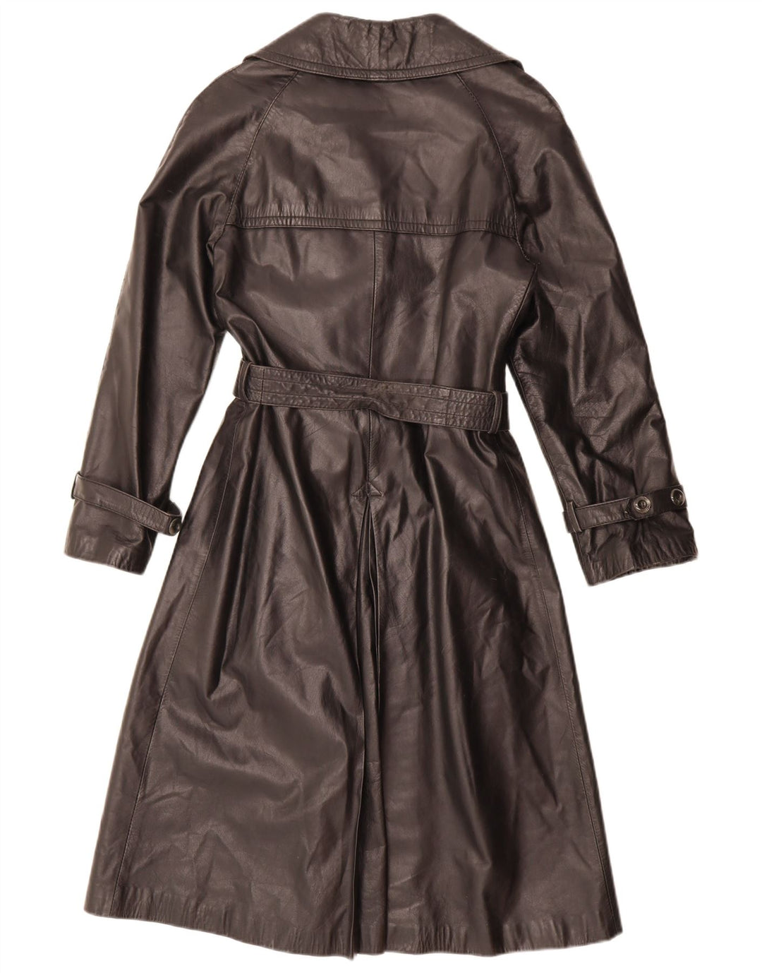 Cappotto vintage da donna in pelle doppio petto IT 46 grande nero