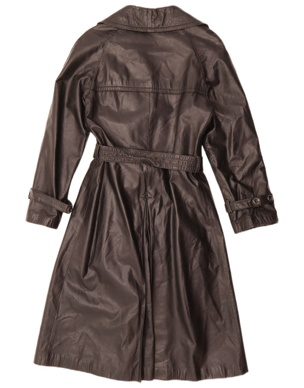 Cappotto vintage da donna in pelle doppio petto IT 46 grande nero