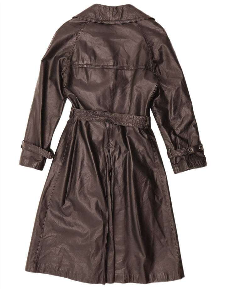 Cappotto vintage da donna in pelle doppio petto IT 46 grande nero