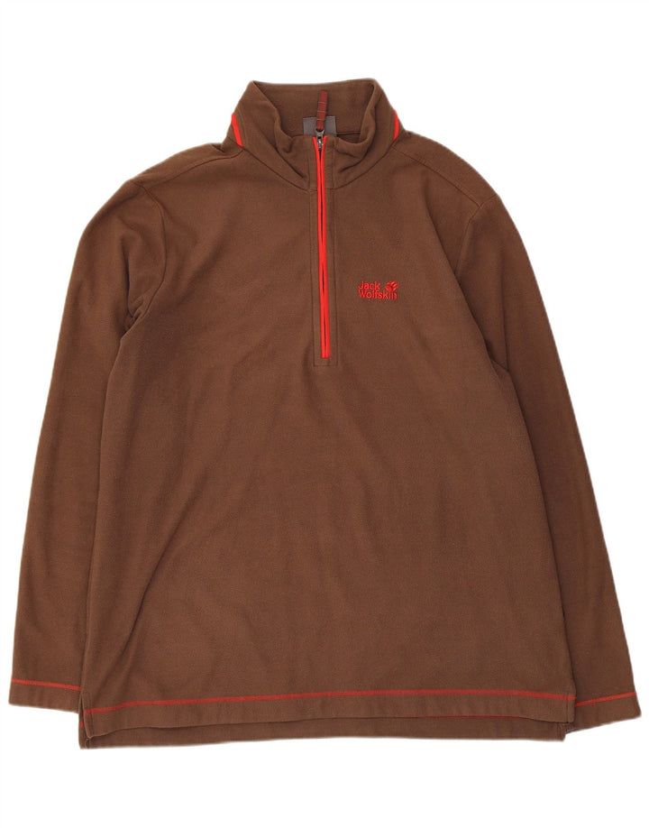 Maglione in pile da uomo con zip e collo Jack Wolfskin UK 44/46 XL poliestere marrone