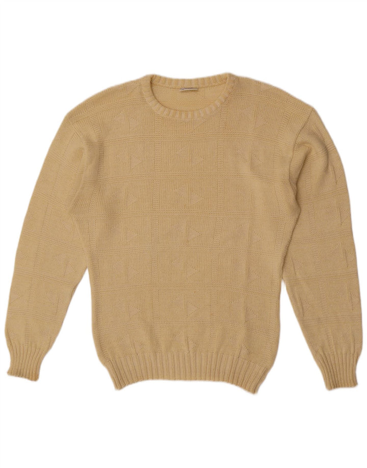 Maglione maglione girocollo da uomo VINTAGE giallo medio