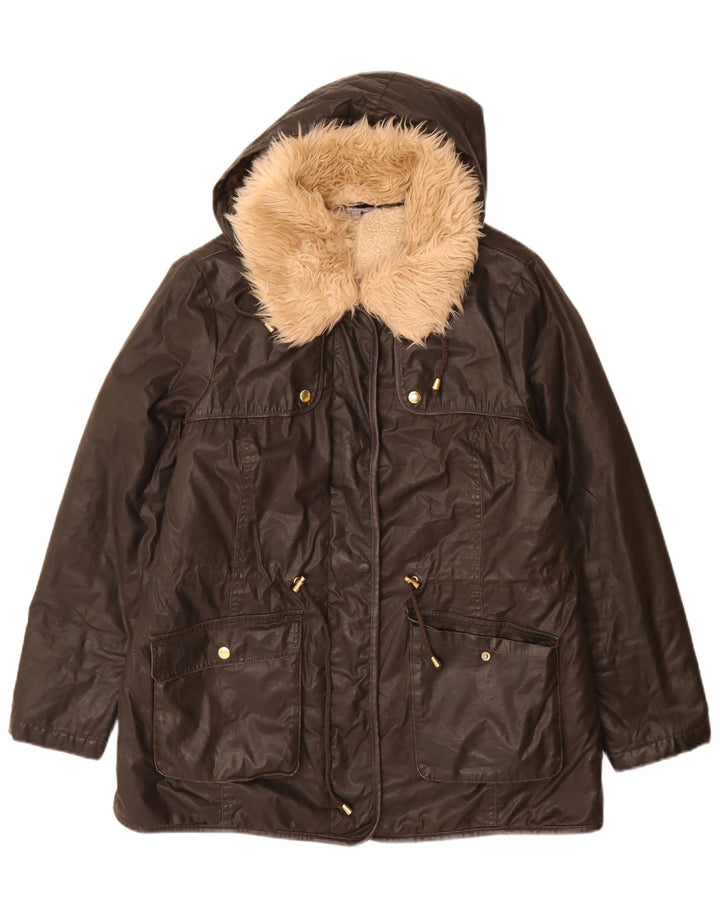 Giacca a vento oversize con cappuccio Marks & Spencer da donna UK 16 grande marrone