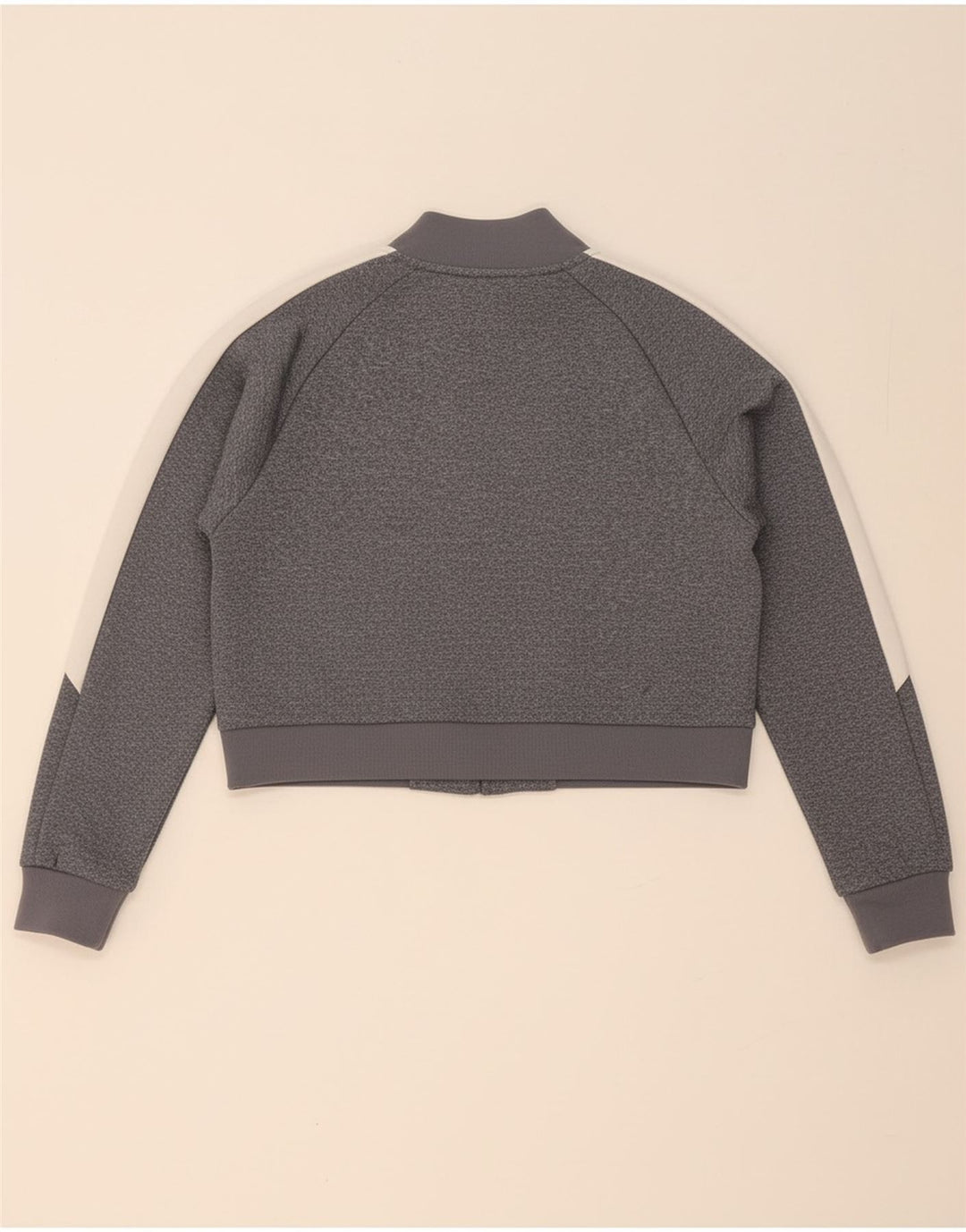 ELLESSE Womens Crop Tracksuit Top Jacket UK 10 Small Grey Colourblock