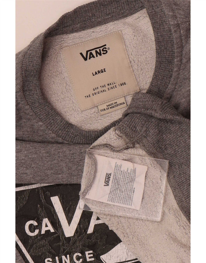 Felpa grafica da uomo Vans, maglione grande, cotone grigio