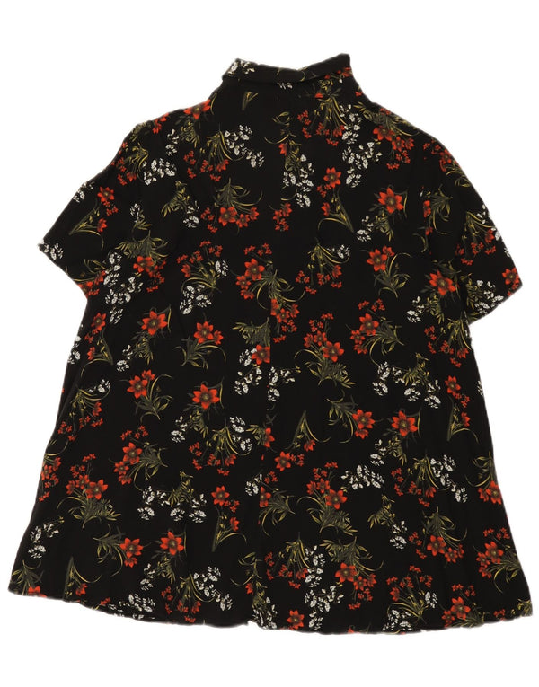 Abito chemisier a maniche corte da donna Zara UK 14 medio nero floreale