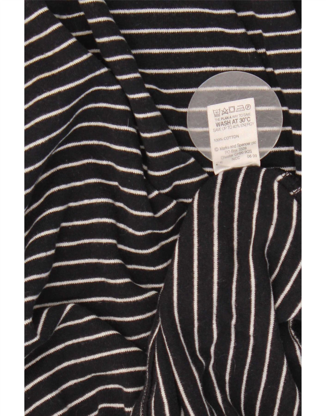 Top manica lunga da donna Marks & Spencer UK 16 grande gessato blu navy