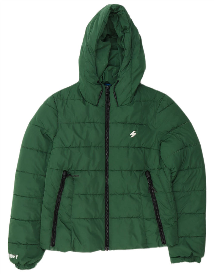 Giacca imbottita oversize con cappuccio da donna Superdry UK 10 Small Verde Poliestere