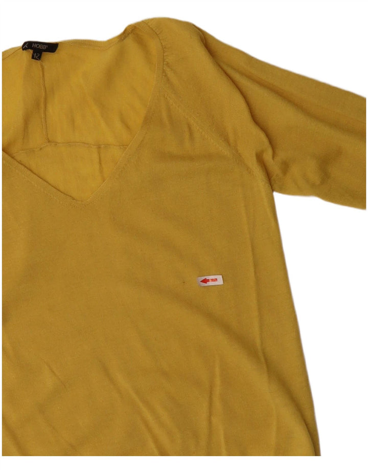 Maglione da donna con scollo a V Hobbs UK 12 lana gialla media