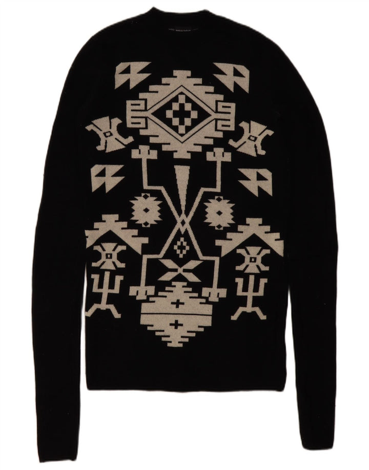 Maglione maglione girocollo da donna Marcelo Burlon UK 10 piccolo nero geometrico