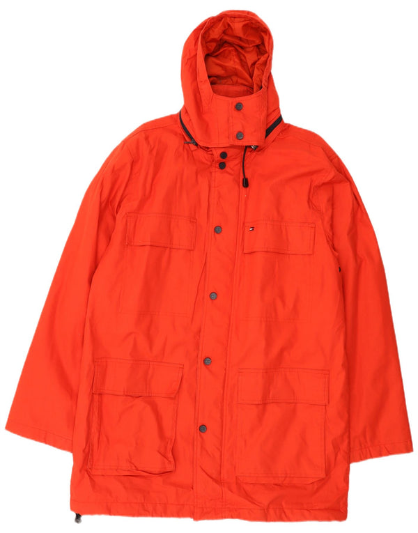 Cappotto giacca a vento con cappuccio da uomo Tommy Hilfiger UK 40 grande cotone rosso