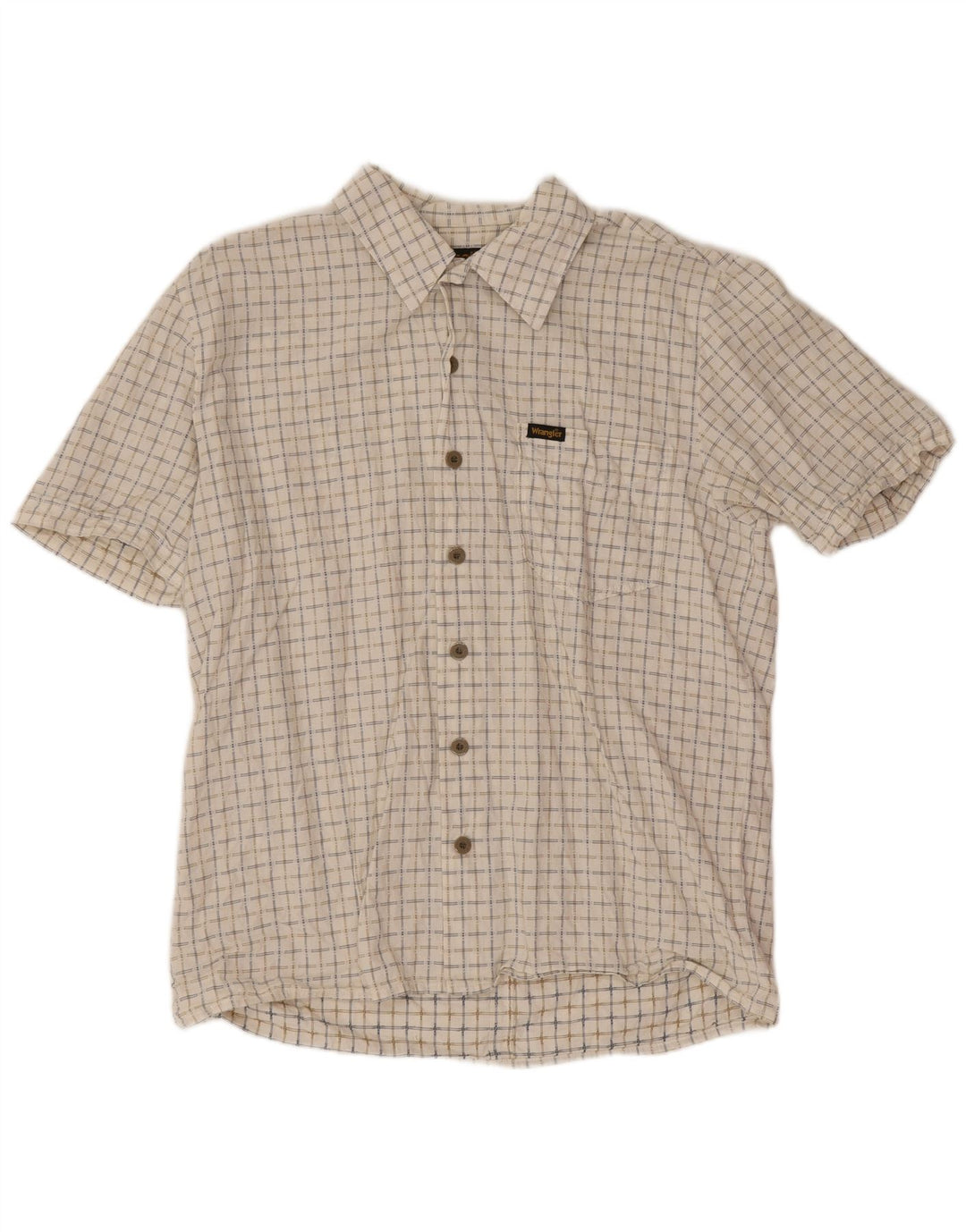 Camicia da uomo Wrangler a maniche corte, vestibilità regolare, in cotone scozzese medio bianco