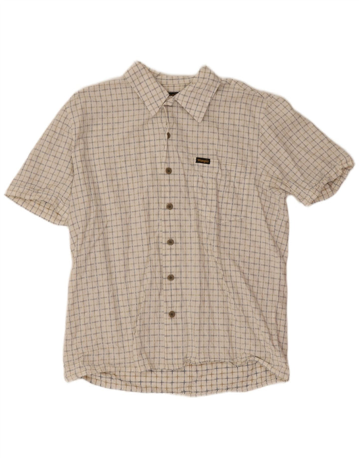 Camicia da uomo Wrangler a maniche corte, vestibilità regolare, in cotone scozzese medio bianco