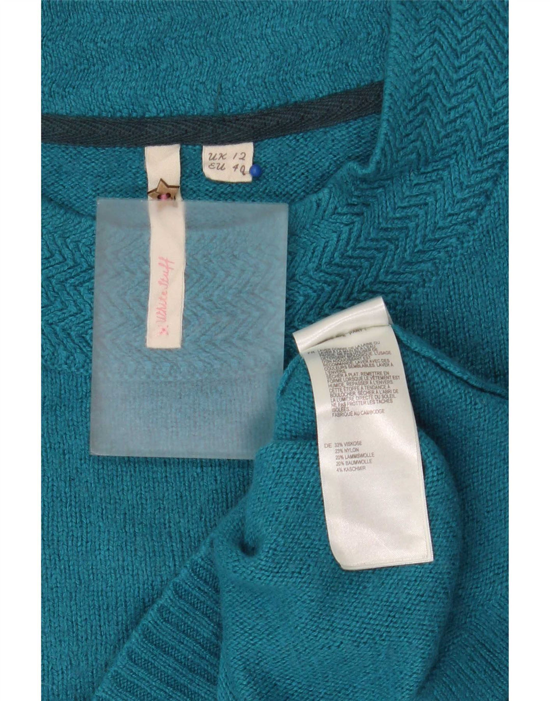 Maglione maglione girocollo da donna White Stuff UK 12 Viscosa blu medio