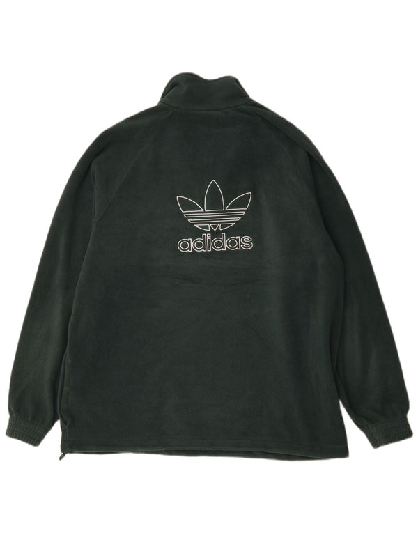 Maglione in pile Adidas da uomo con grafica con zip e collo grande in poliestere verde