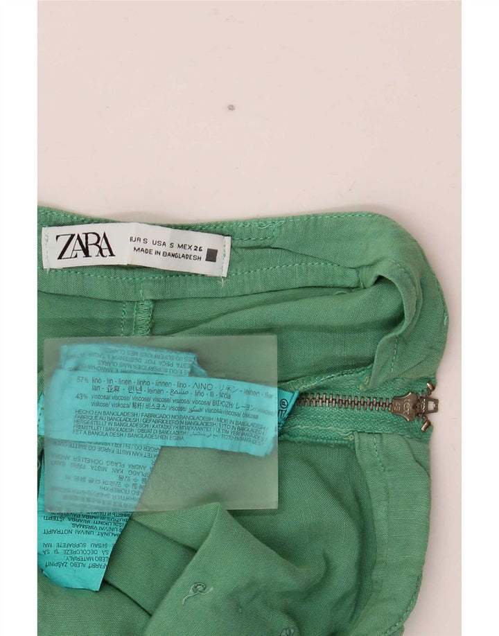 Pantaloncini casual da donna Zara piccoli W26 lino verde