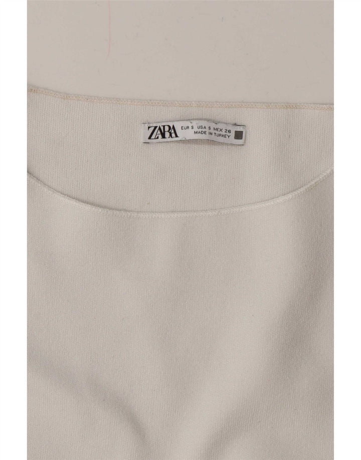 Top corto a pipistrello corto da donna Zara UK 8 piccolo bianco