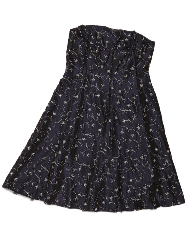 Abito senza spalline da donna Gina Bacconi UK 14 Medio blu navy floreale