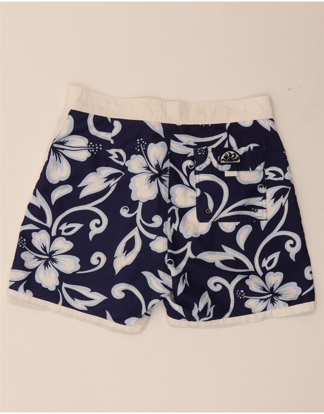 Pantaloncini da bagno da uomo Sundek poliestere floreale medio blu navy