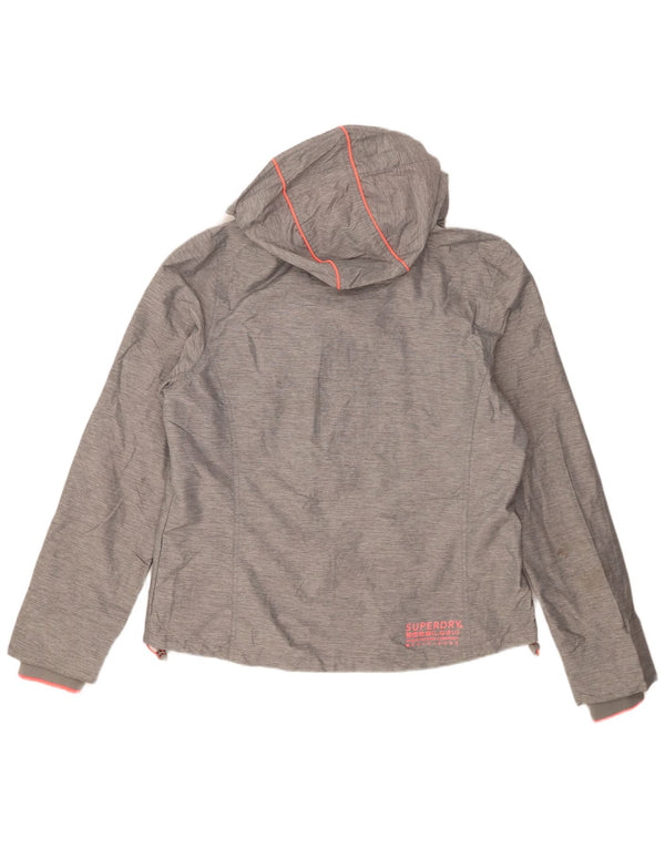 Giacca antipioggia da donna con cappuccio Superdry UK 18 XL nylon grigio