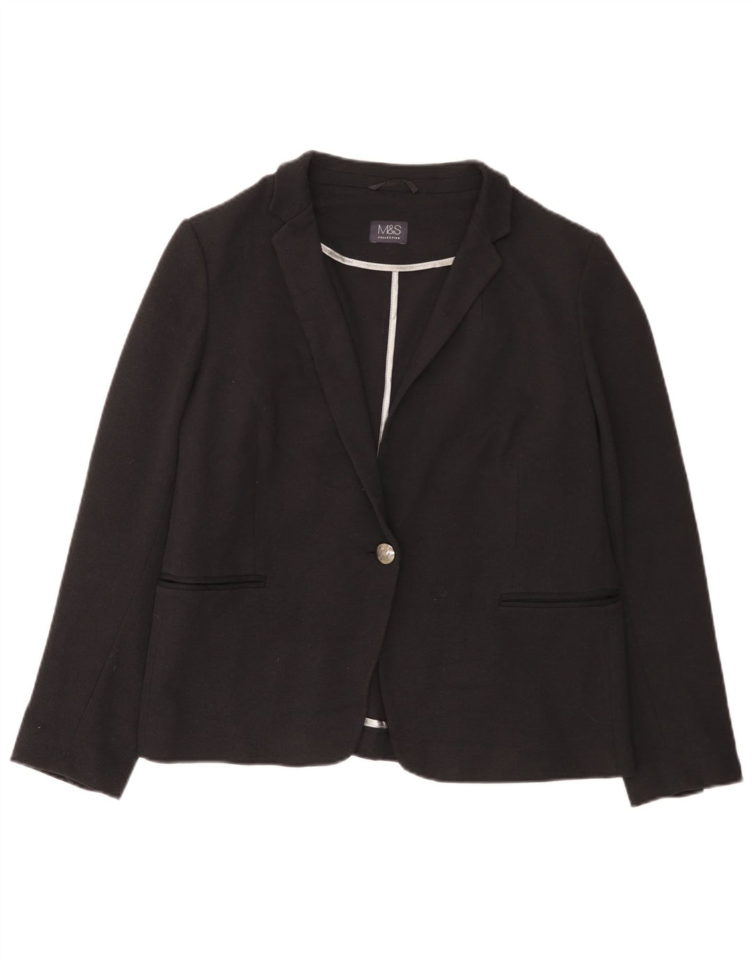 Giacca blazer a 1 bottone Marks & Spencer da donna UK 20 2XL cotone nero