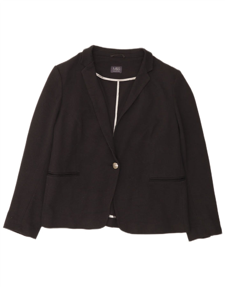 Giacca blazer a 1 bottone Marks & Spencer da donna UK 20 2XL cotone nero
