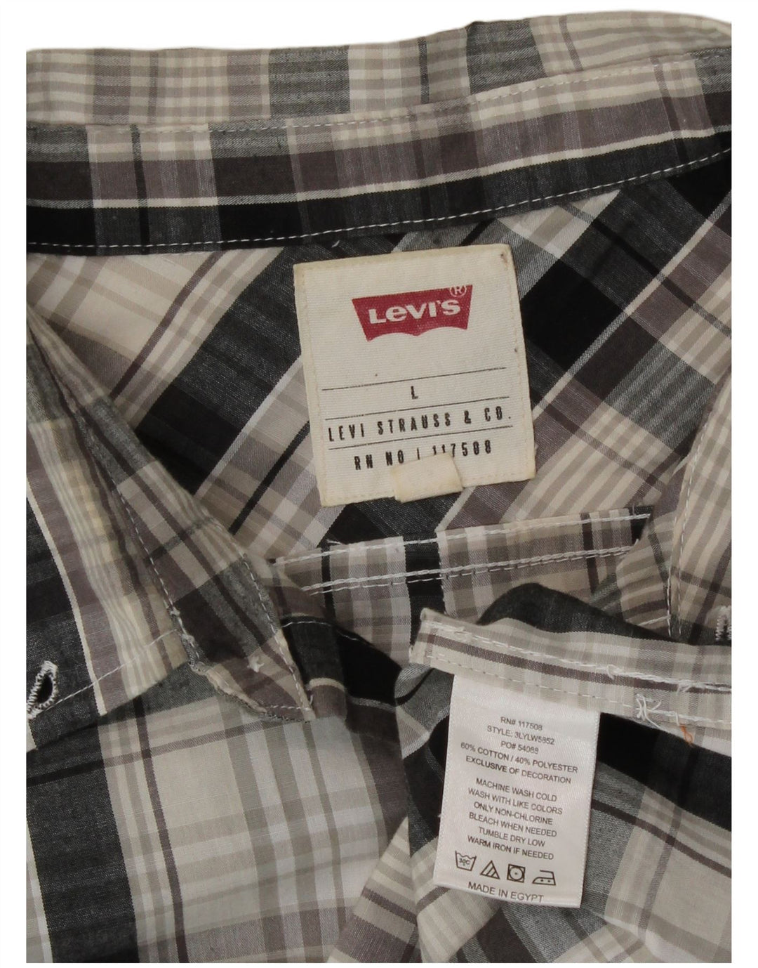 Camicia Levi's da uomo in cotone a quadri grigi grandi