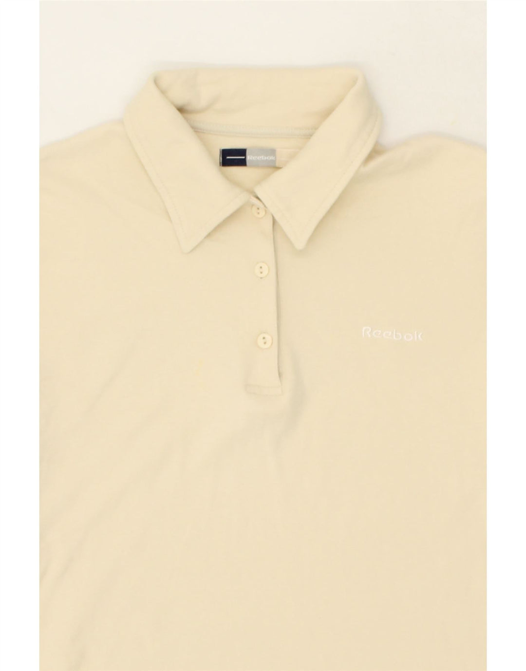 REEBOK Womens Polo Shirt UK 10 Small Beige Cotton Vintage Reebok and Second-Hand Reebok from Messina Hembry 