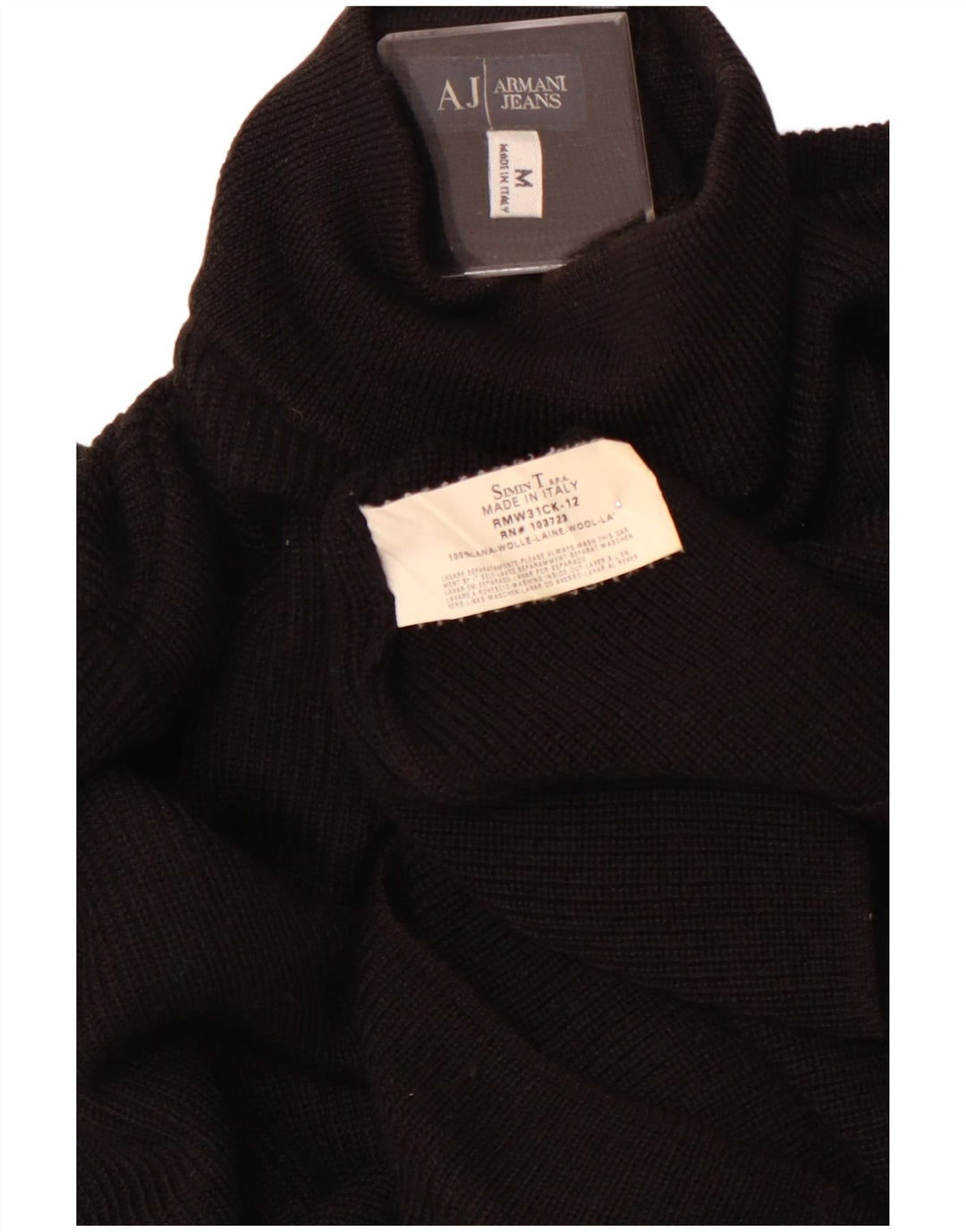 ARMANI JEANS Maglione da uomo con collo alto in lana nera media