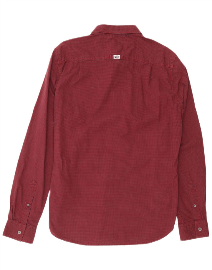 Camicia da uomo Superdry in cotone a quadretti bordeaux medio