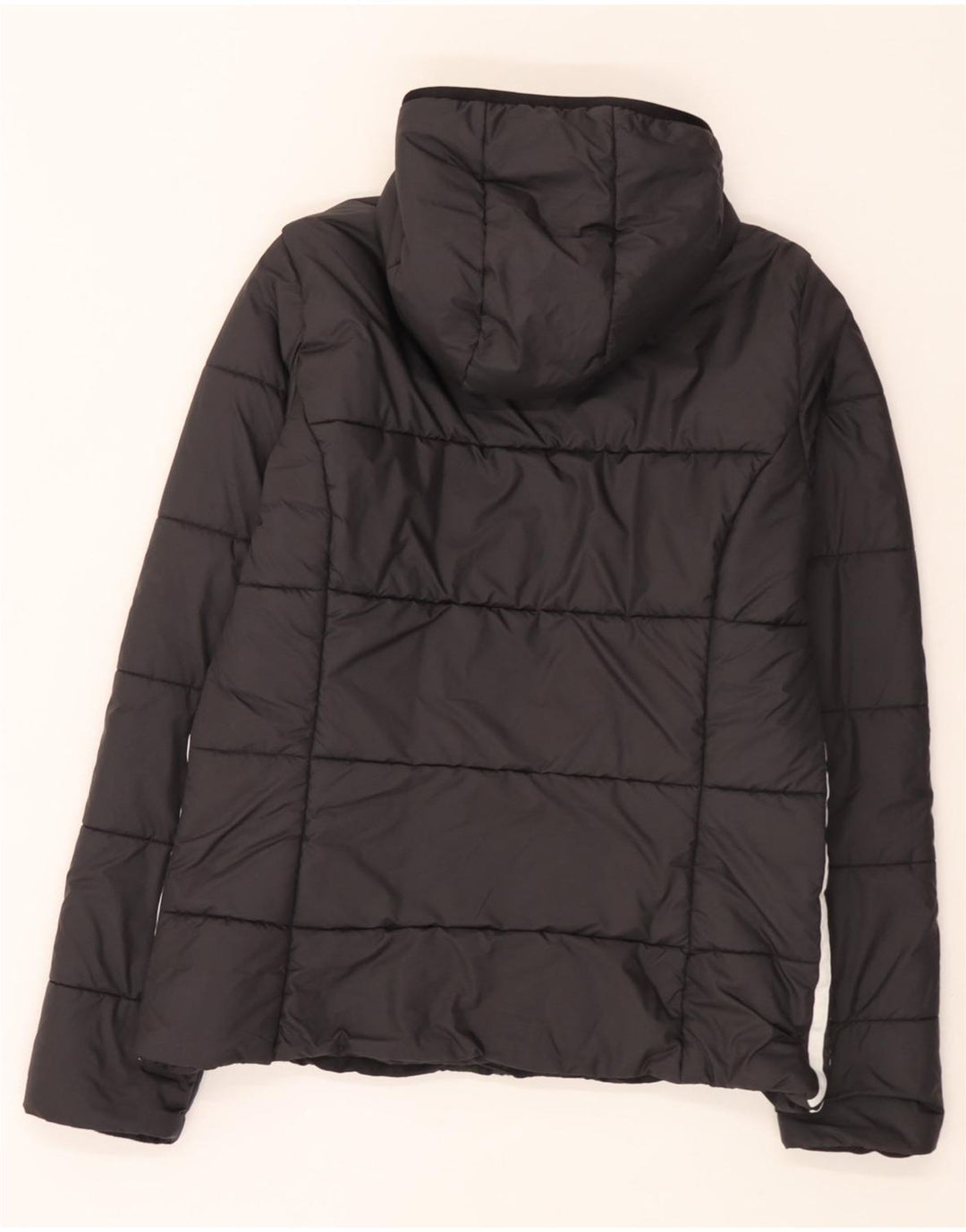 Giacca imbottita con cappuccio da donna Adidas UK 16 grande poliestere nero