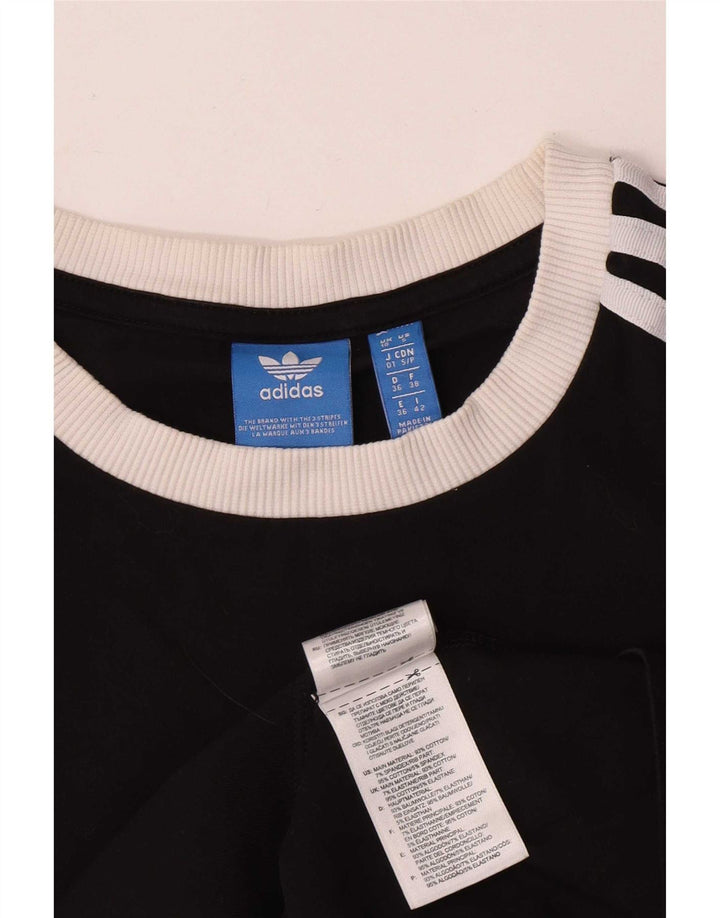 Top Adidas da donna a manica lunga UK 10 piccolo cotone nero