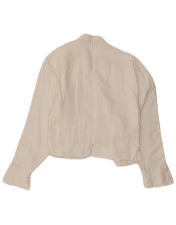 Giacca blazer corta da donna Claude Montana UK 12 Lino bianco medio
