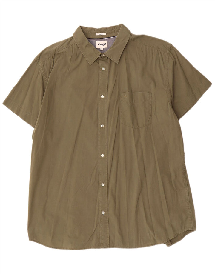 Camicia Wrangler da uomo a maniche corte vestibilità regolare 2XL cotone kaki