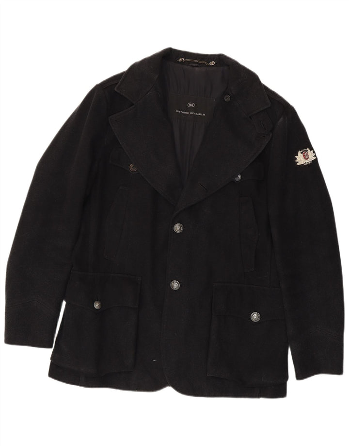 Soprabito vintage da uomo a 2 bottoni UK 40 grande lana nera