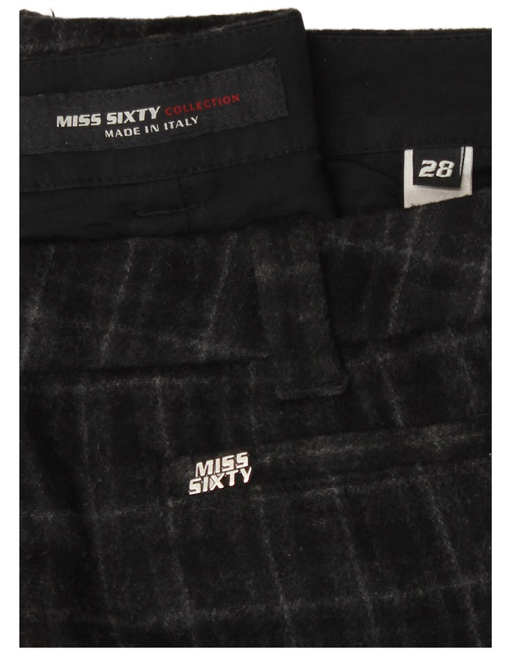 Pantaloni casual a gamba larga da donna Miss Sixty W28 L32 in lana a quadri neri