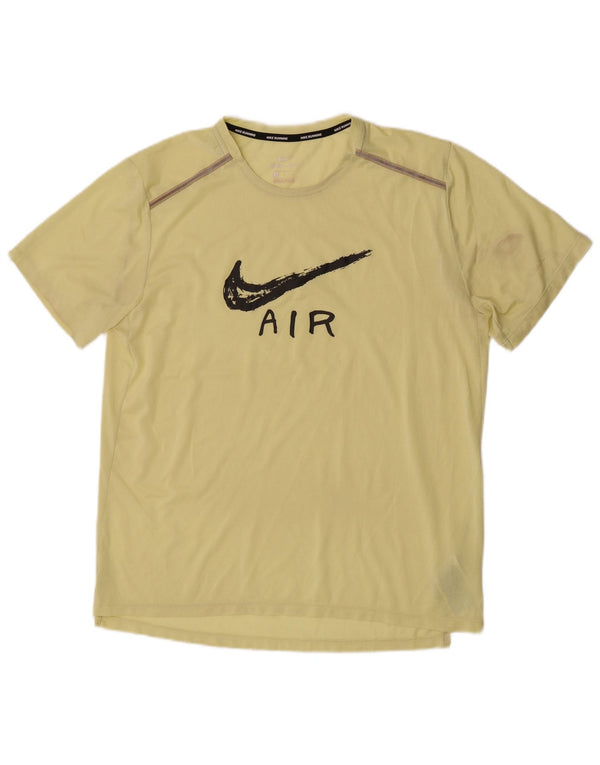 T-shirt grafica Nike Dri Fit da uomo, grande, in poliestere giallo