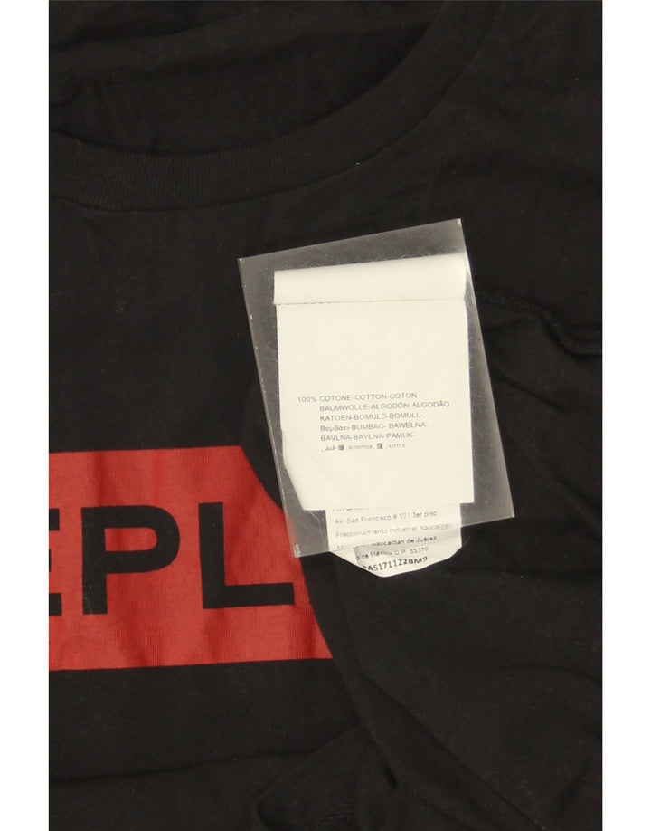 T-shirt grafica da uomo Replay Top in cotone nero medio