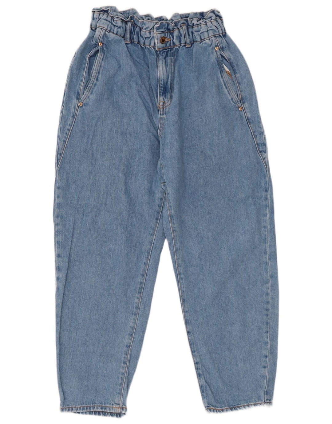 Jeans ZARA da donna a vita alta taglio ampio e corto EU 38 piccolo W28 L25 blu