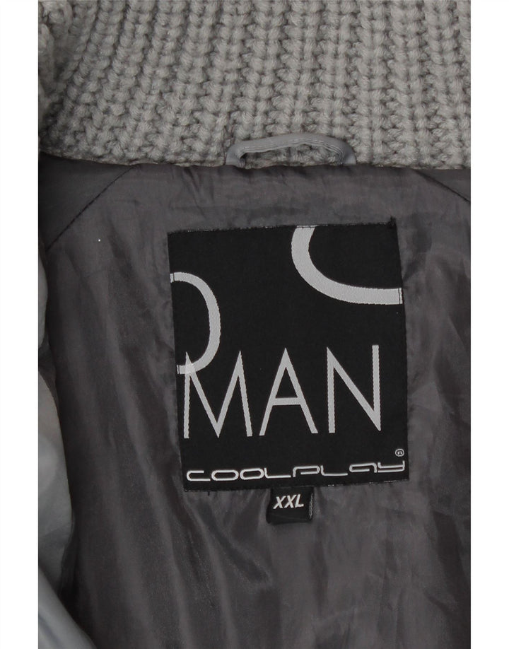 Giacca imbottita da uomo vintage UK 44 2XL Poliestere grigio