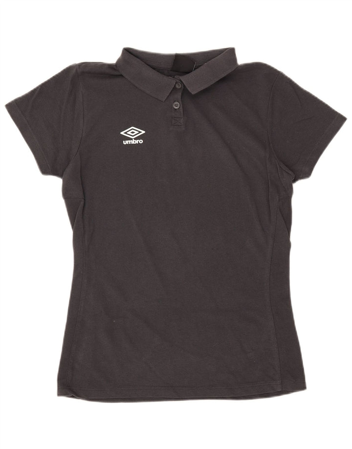 UMBRO Womens Polo Shirt UK 14 Medium Grey Cotton