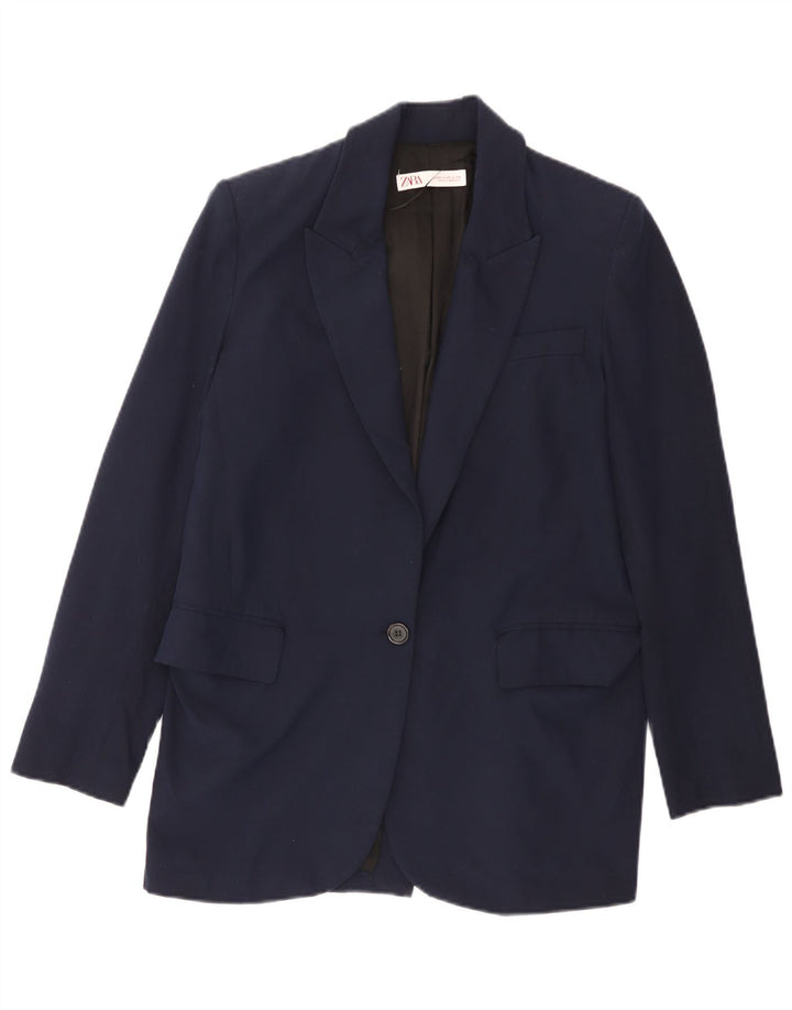Giacca blazer a 1 bottone da donna Zara UK 6 XS poliestere blu navy
