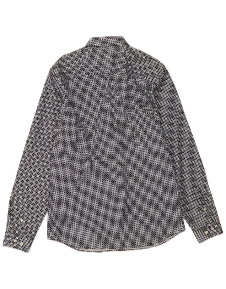 Camicia da uomo Jack & Jones taglia 40 cotone geometrico blu navy medio