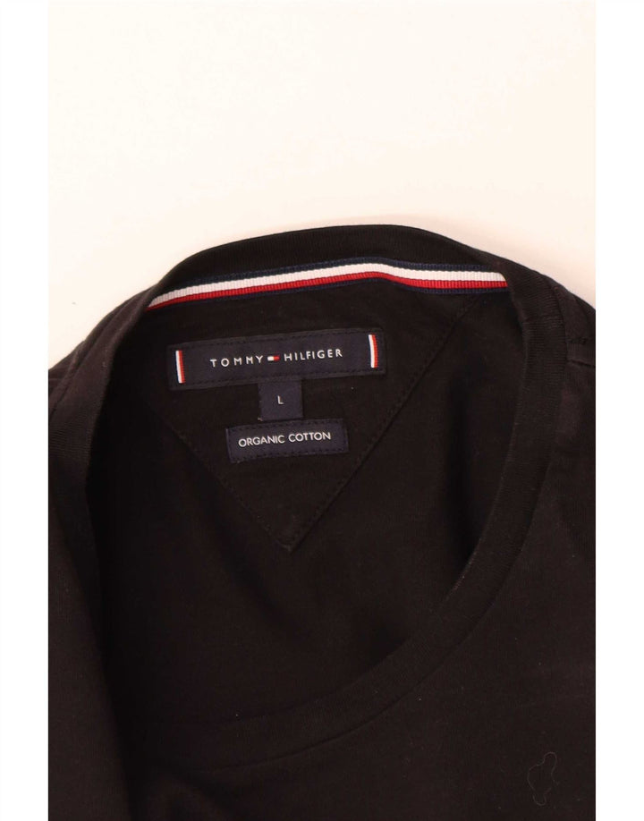 Tommy Hilfiger Uomo Graphic Top Manica Lunga Grande Cotone Nero
