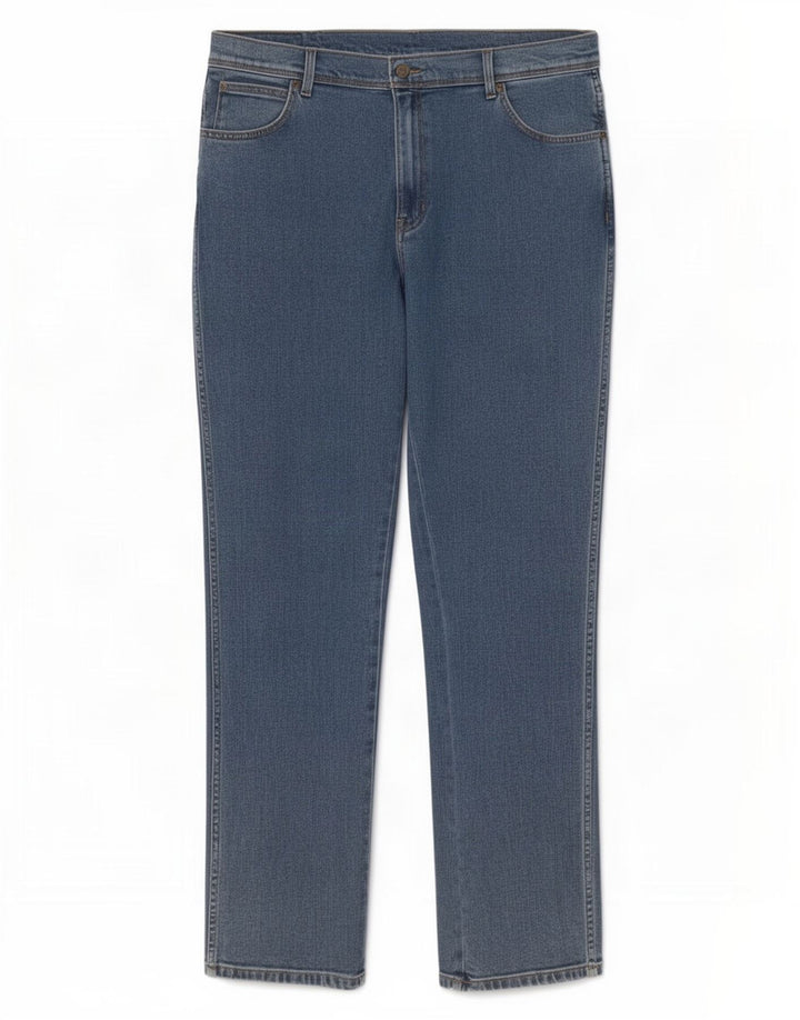 Jeans dritti da uomo Wrangler vestibilità regolare W38 L34 cotone blu