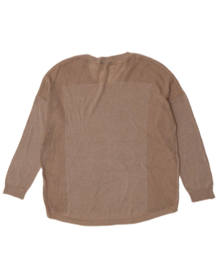 Oasis Maglione da donna oversize con scollo a barca UK 14 Beige medio screziato