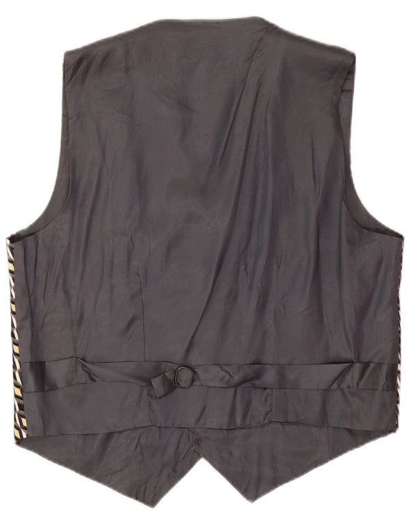 Gilet vintage da uomo IT 50 in seta geometrica grigio medio