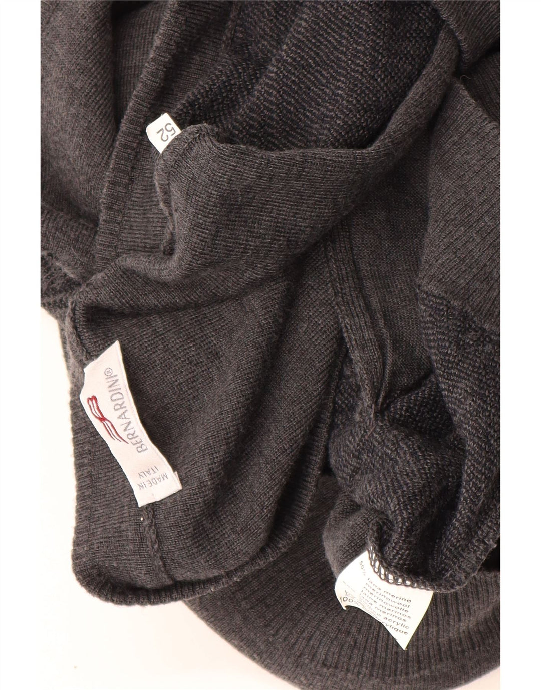 Maglione cardigan senza maniche da uomo Bernardi IT 52 Large grigio geometrico in lana