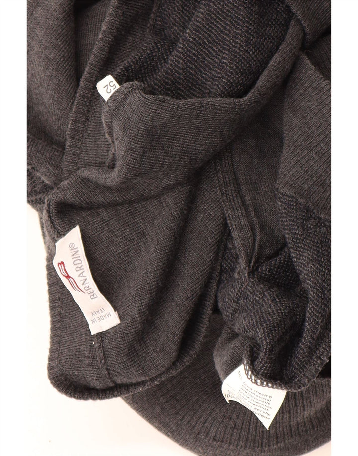 Maglione cardigan senza maniche da uomo Bernardi IT 52 Large grigio geometrico in lana