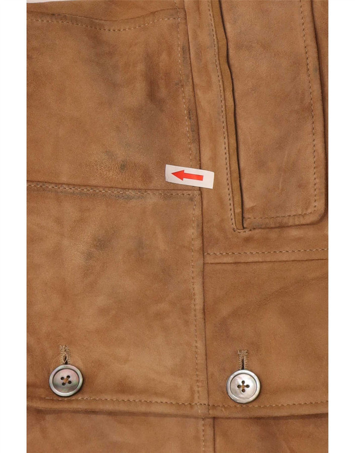Giacca blazer in pelle scamosciata da uomo a 2 bottoni Massimo Dutti UK 38 Pelle beige media