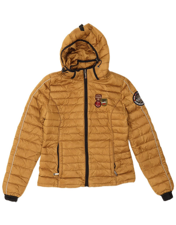 Giacca imbottita con cappuccio da donna Napapijri UK 10 Small Gold Poliestere